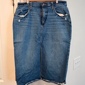 Universal Thread Blue Distressed Denim Midi Skirt